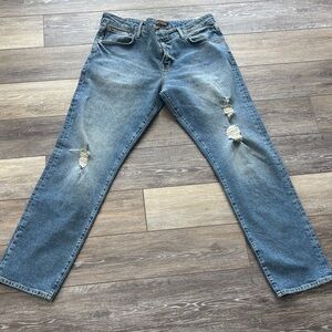 Superdry Men's Relaxed Fit Distressed Blue Jeans